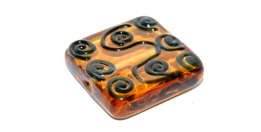 Czech Glass Hand Made Square Lampwork Beads, (B), Glass, Czech Republic