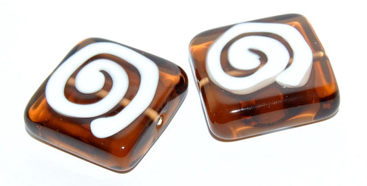 Czech Glass Hand Made Square Lampwork Beads, (E), Glass, Czech Republic