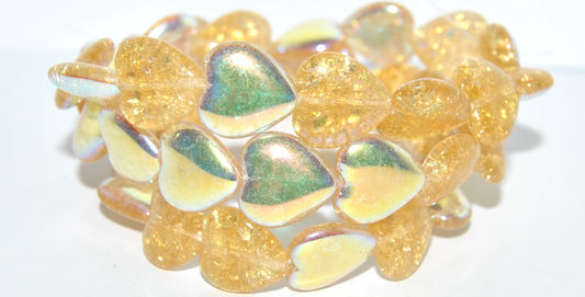 Heart Pressed Glass Beads, (10020 Ab Crack), Glass, Czech Republic