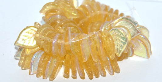Leaf Pressed Glass Beads, (10020 Ab), Glass, Czech Republic