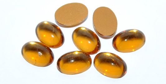 Flat Back Glass Cabochons Without Hole, Topaz Foiled (TOPAZ-SIMILIZATION), Glass, Czech Republic