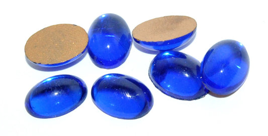 Flat Back Glass Cabochons Without Hole, Saphire Foiled (SAPHIRE-SIMILIZATION), Glass, Czech Republic