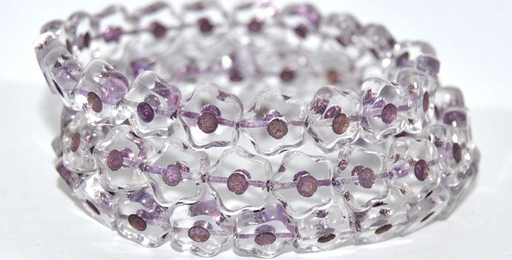 Table Cut Flower Beads With Dot, Crystal 54321 (30 54321), Glass, Czech Republic