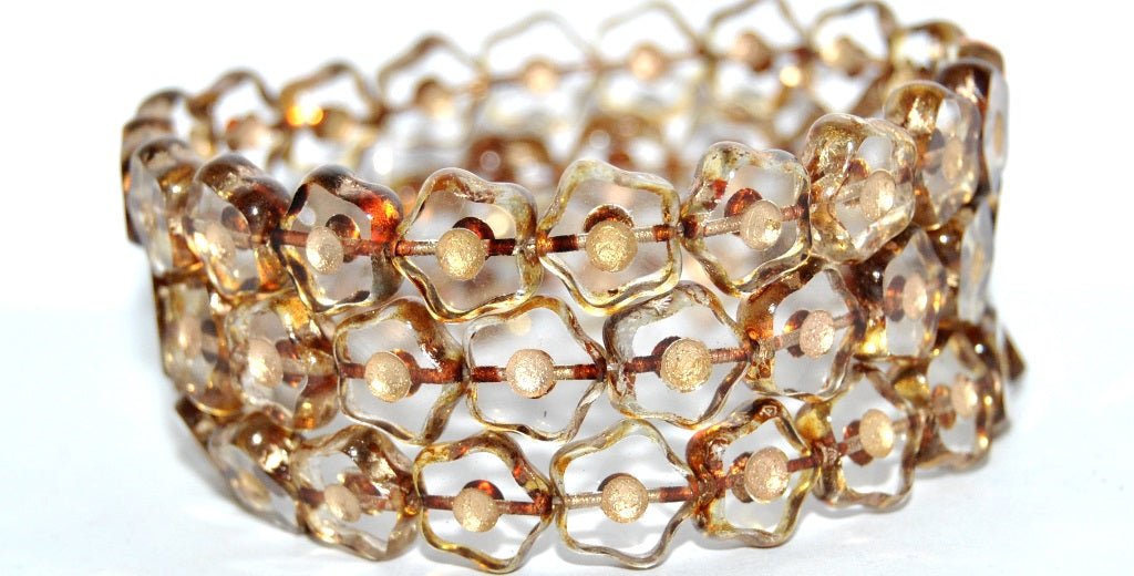 Table Cut Flower Beads With Dot, Crystal 86 54202 (30 86 54202), Glass, Czech Republic