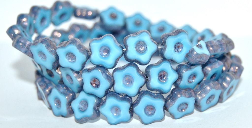 Table Cut Flower Beads With Dot, 64010 Bronze (64010 14415), Glass, Czech Republic