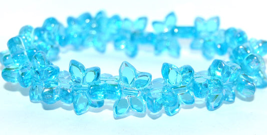 Table Cut Butterfly Beads, Transparent Aqua Ab 2Xside (60020-AB-2XSIDE), Glass, Czech Republic
