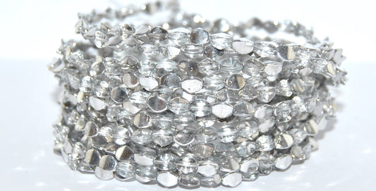 Pinch Czech Glass Beads, Crystal Crystal Silver Half Coating (30 27001), Glass, Czech Republic