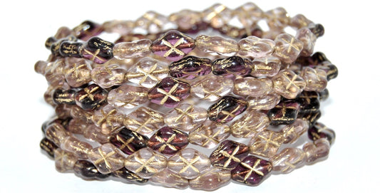 Rhombus Pressed Glass Beads, Mixed Colors Purple 54202 (Mix Purple 54202), Glass, Czech Republic