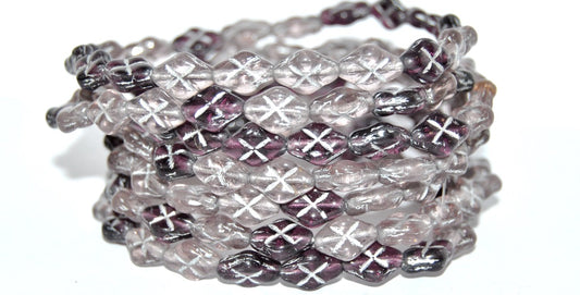 Rhombus Pressed Glass Beads, Mixed Colors Purple 54201 (Mix Purple 54201), Glass, Czech Republic