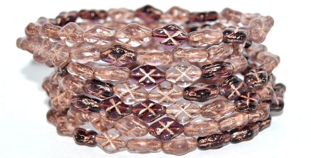 Rhombus Pressed Glass Beads, Mixed Colors Purple 54200 (Mix Purple 54200), Glass, Czech Republic