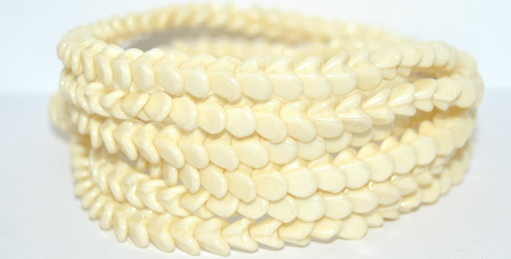 Bell Pressed Glass Beads, Chalk White Luster Yellow Full Coated (3000 14483), Glass, Czech Republic