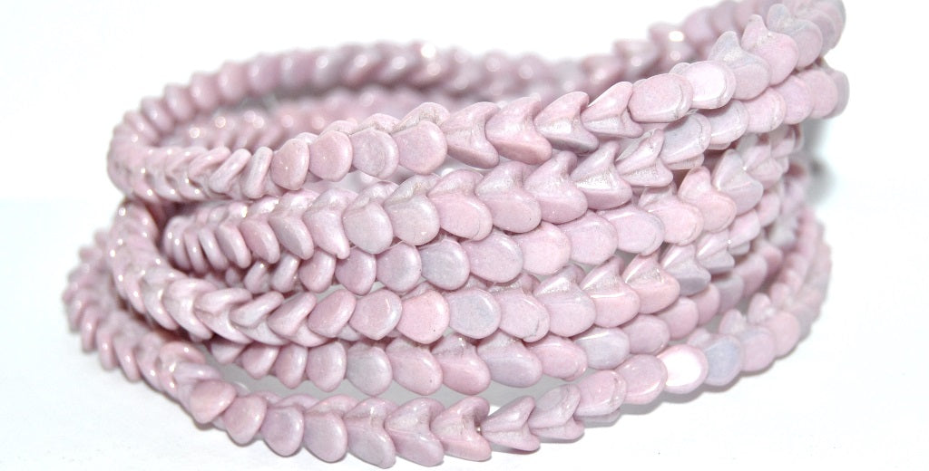 Bell Pressed Glass Beads, Chalk White Luster Lila (3000 14494), Glass, Czech Republic