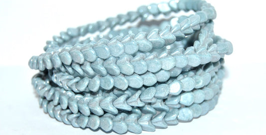 Bell Pressed Glass Beads, Chalk White Luster Blue Full Coated (3000 14464), Glass, Czech Republic