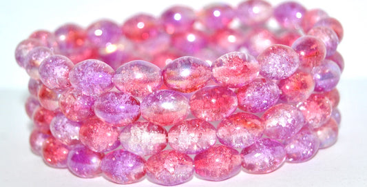 Olive Oval Pressed Glass Beads, (48120 Crackle), Glass, Czech Republic