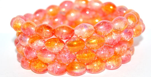 Olive Oval Pressed Glass Beads, (48109 Crackle), Glass, Czech Republic