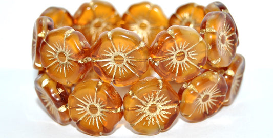 Hawaii Flower Pressed Glass Beads, (6218 54202), Glass, Czech Republic
