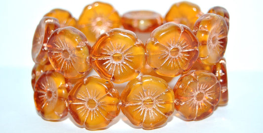 Hawaii Flower Pressed Glass Beads, (6218 54200), Glass, Czech Republic