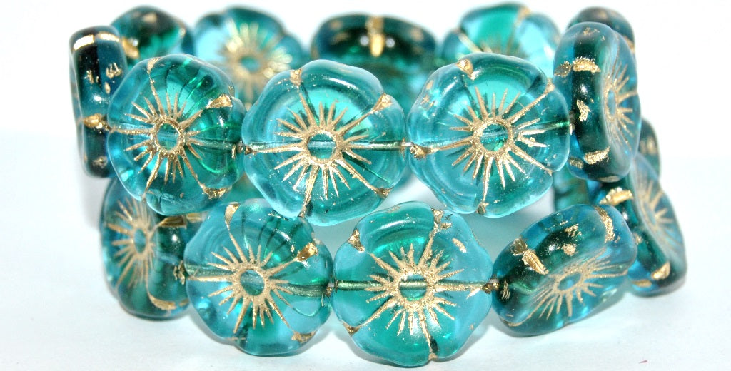 Hawaii Flower Pressed Glass Beads, (37501 54202), Glass, Czech Republic