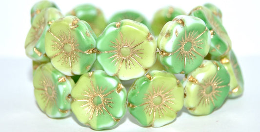 Hawaii Flower Pressed Glass Beads, (55555 54202), Glass, Czech Republic