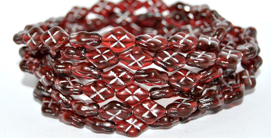 Rhombus Pressed Glass Beads, Transparent Pink Silver Lined (70010-54201), Glass, Czech Republic