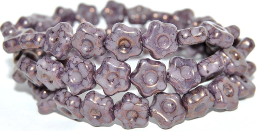 Simple Flower Pressed Glass Beads, Purple  15415 (23020-15415), Glass, Czech Republic