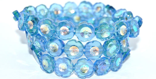 Table Cut Round Beads Hawaii Flowers,87301 Ab 2Xside (87301-AB-2XSIDE), Glass, Czech Republic