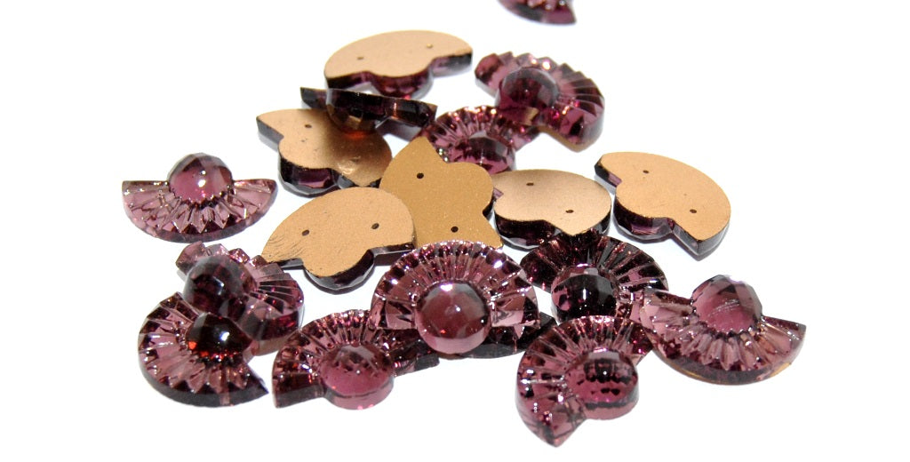 Czech Glass Rhinestones Flat Back Sew On with Hole, Amethyst Foiled (AMETHYST-SIMILIZATION), Glass, Czech Republic