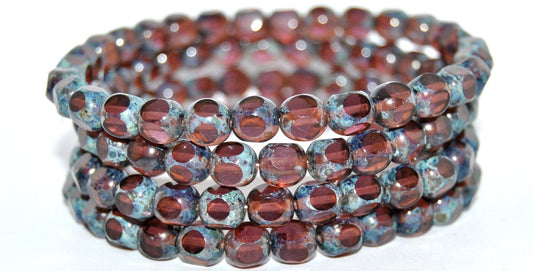 Cut Fire Polished Faceted Glass Beads, Amethyst Picasso (20060-43400), Glass, Czech Republic