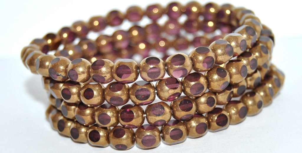 Cut Fire Polished Faceted Glass Beads, Amethyst Bronze (20060-14415), Glass, Czech Republic