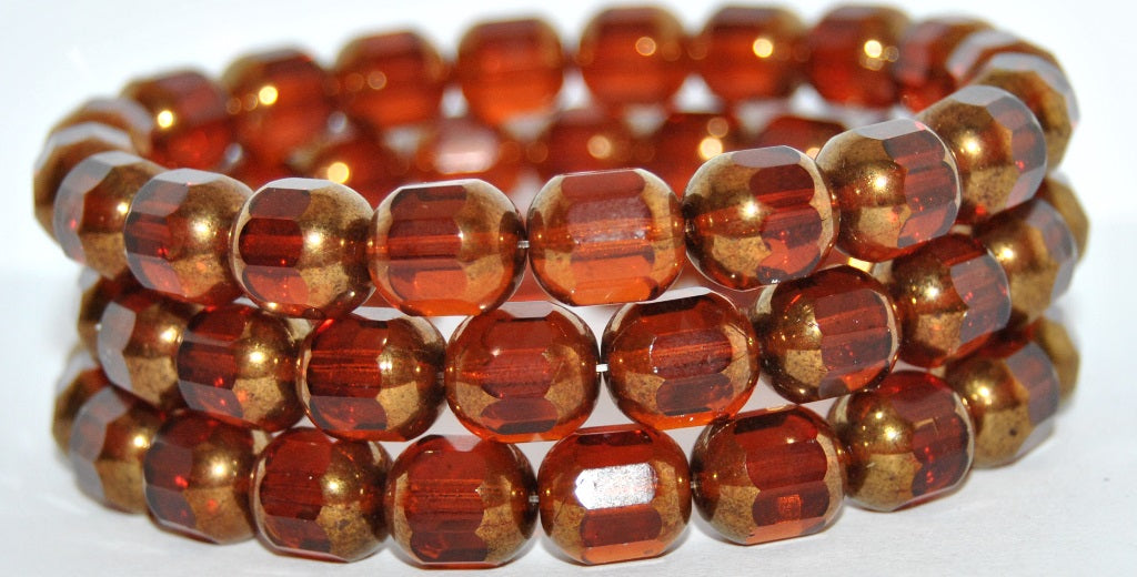 6-Cut Fire Polished Faceted Glass Beads, Transparent Brown Bronze (10090-14415), Glass, Czech Republic