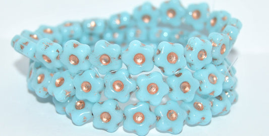 Simple Flower Pressed Glass Beads, 64010 Copper Lined (64010-54200), Glass, Czech Republic