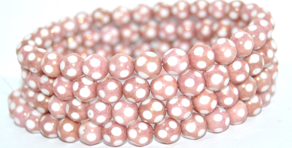 Special Ball-Cut Round Pressed Beads, White B (02010-B), Glass, Czech Republic