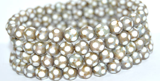 Special Ball-Cut Round Pressed Beads, White C (02010-C), Glass, Czech Republic