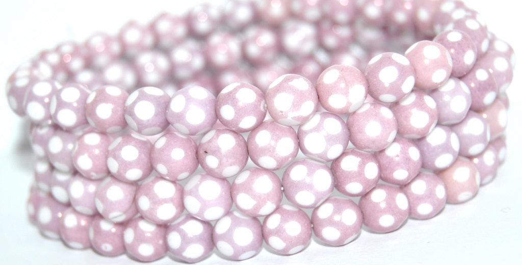 Special Ball-Cut Round Pressed Beads, White D (02010-D), Glass, Czech Republic