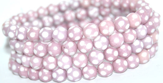 Special Ball-Cut Round Pressed Beads, White D (02010-D), Glass, Czech Republic