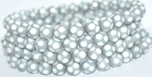 Special Ball-Cut Round Pressed Beads, White E (02010-E), Glass, Czech Republic