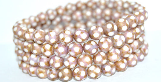 Special Ball-Cut Round Pressed Beads, White F (02010-F), Glass, Czech Republic