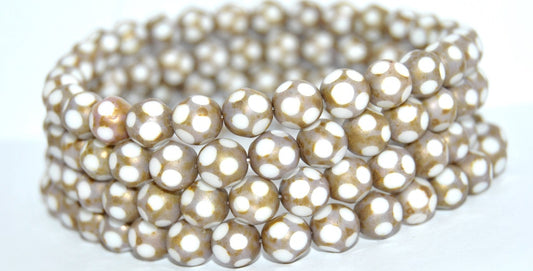 Special Ball-Cut Round Pressed Beads, White H (02010-H), Glass, Czech Republic