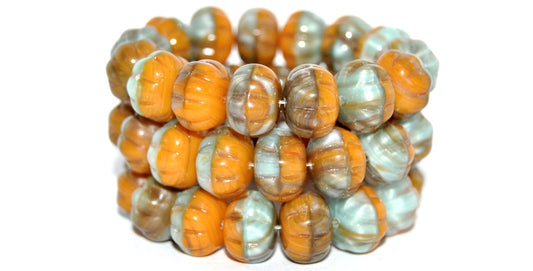 Pumpkin Pressed Glass Beads, Mixed Colors Glass (MIX-GLASS), Glass, Czech Republic