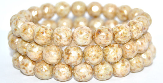 Round Pressed Glass Beads, White 86 34301 (02010-86-34301), Glass, Czech Republic