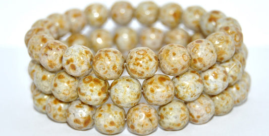 Round Pressed Glass Beads, White 86 34311 (02010-86-34311), Glass, Czech Republic