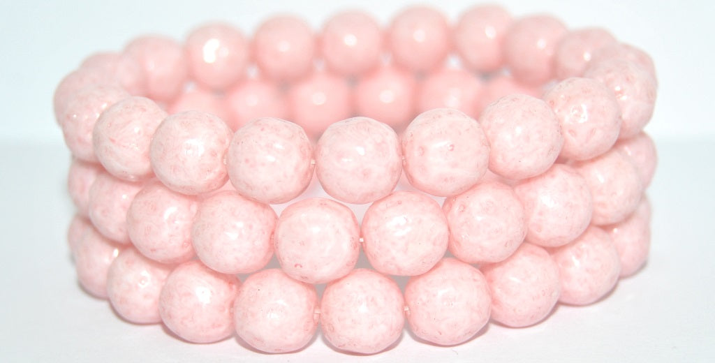 Round Pressed Glass Beads, White 34304 (02010-34304), Glass, Czech Republic