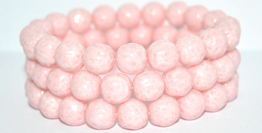 Round Pressed Glass Beads, White 34304 (02010-34304), Glass, Czech Republic