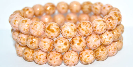 Round Pressed Glass Beads, White 86 34304 (02010-86-34304), Glass, Czech Republic