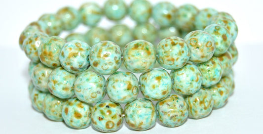 Round Pressed Glass Beads, White 86 34308 (02010-86-34308), Glass, Czech Republic