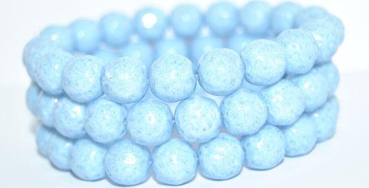 Round Pressed Glass Beads, White 34307 (02010-34307), Glass, Czech Republic