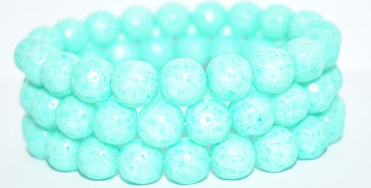 Round Pressed Glass Beads, White 34309 (02010-34309), Glass, Czech Republic