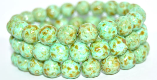 Round Pressed Glass Beads, White 86 34309 (02010-86-34309), Glass, Czech Republic