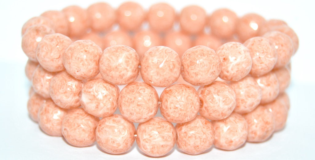 Round Pressed Glass Beads, White 34305 (02010-34305), Glass, Czech Republic