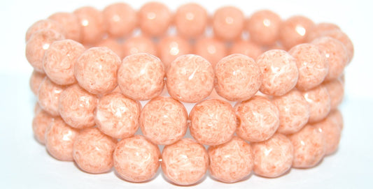 Round Pressed Glass Beads, White 34305 (02010-34305), Glass, Czech Republic